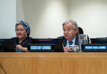 The UN Secretary-General and Deputy Secretary-General at a meeting.