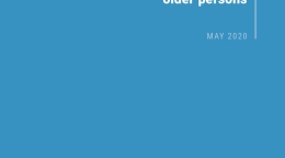 Cover shows the title "Policy Brief: The Impact of COVID-19 on older persons" against a solid blue background with the UN emblem on the lower left side.