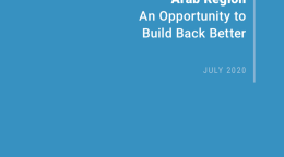 Cover shows the title "Policy Brief: The Impact of COVID-19 on the Arab Region An Opportunity to Build Back Better" against a solid blue background with the UN emblem on the lower left side.