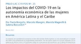 Primera página, que hace las veces de portada, de la investigación sobre los impactos del COVID-19 en la autonomía económica de las mujeres en América Latina y el Caribe.