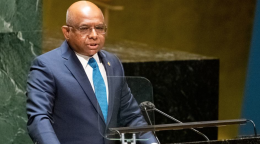 Assembly President Abdulla Shahid addresses members of the General Assembly Emergency Special Session on Ukraine.