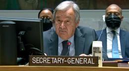 UN Secretary General speaking at the Security Council. 