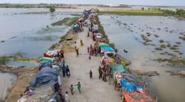 Refugee camp in the flooded area in Pakistan. 