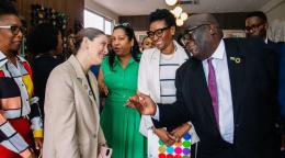 One person looks at another with a very quizicle look, almost like making a challenge