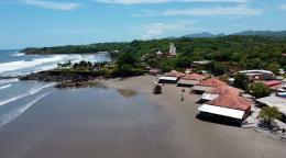 An aerial view of a beach in El Salvador.