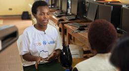 A young Ugandan participant in the African Girls Can Code Initiative.