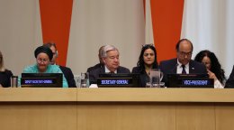The UN Secretary-General delivering a speech. 