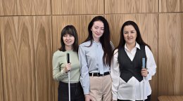 Three disability inclusion volunteers in Uzbekistan.