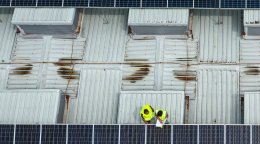 Solar panels on a roof in North Macedonia.