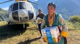 An aid worker in Nepal.
