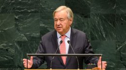 The UN Secretary-General delivering a speech during the General Assembly.