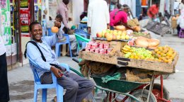 A fruit vendor in Somalia.