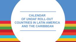 Portada del documento con un fondo azul y un bloque de tiras con los colores de los ODS, con el título del documento dentro de un círculo blanco.