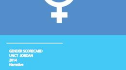 Portada del documento con un fondo en dos tonos de azul y el símbolo de igualdad de género en blanco.