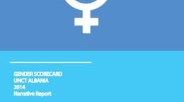 Portada del documento con un fondo en dos tonos de azul y el símbolo de igualdad de género en blanco.