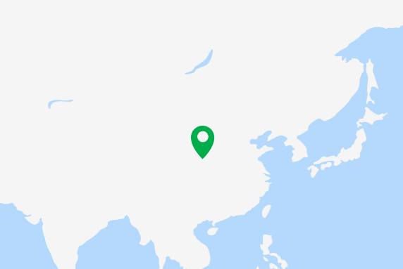 A map of Asia with a marker on China. 