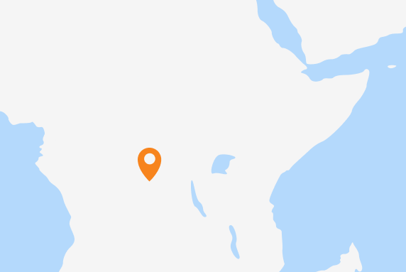 A map of Africa with a marker on Democratic Republic of Congo. 