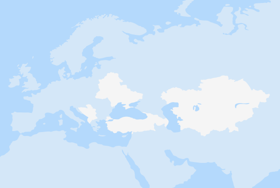 A borderless map of the Europe and Central Asia region.
