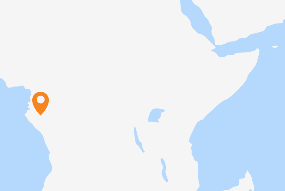 A map of Africa with a marker on Gabon. 