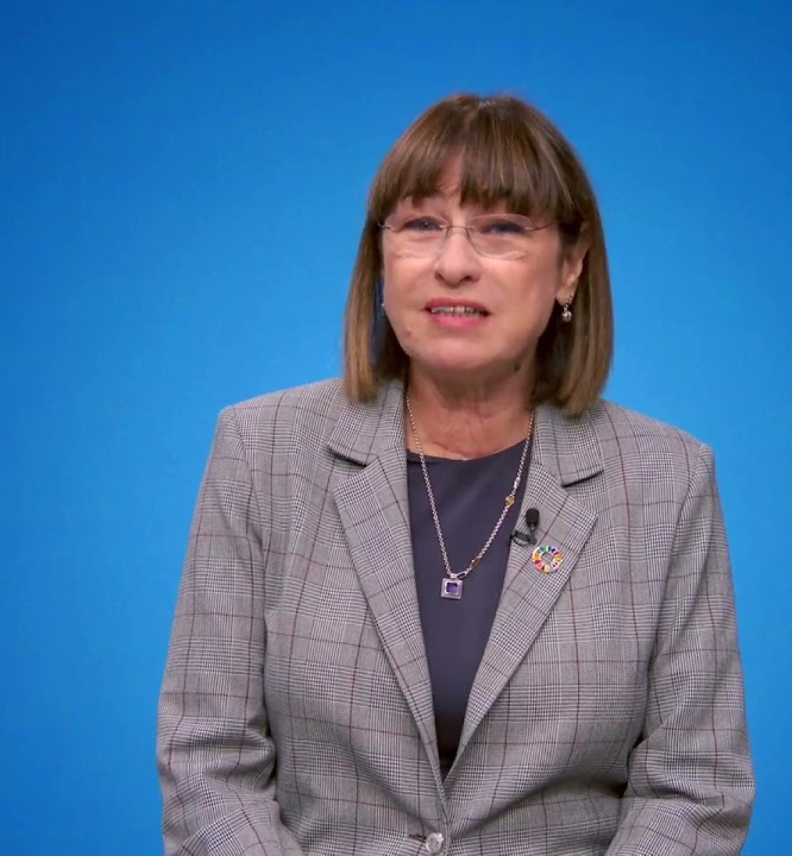 Screenshot from video message shows Resident Coordinator in Egypt, Elena Panova