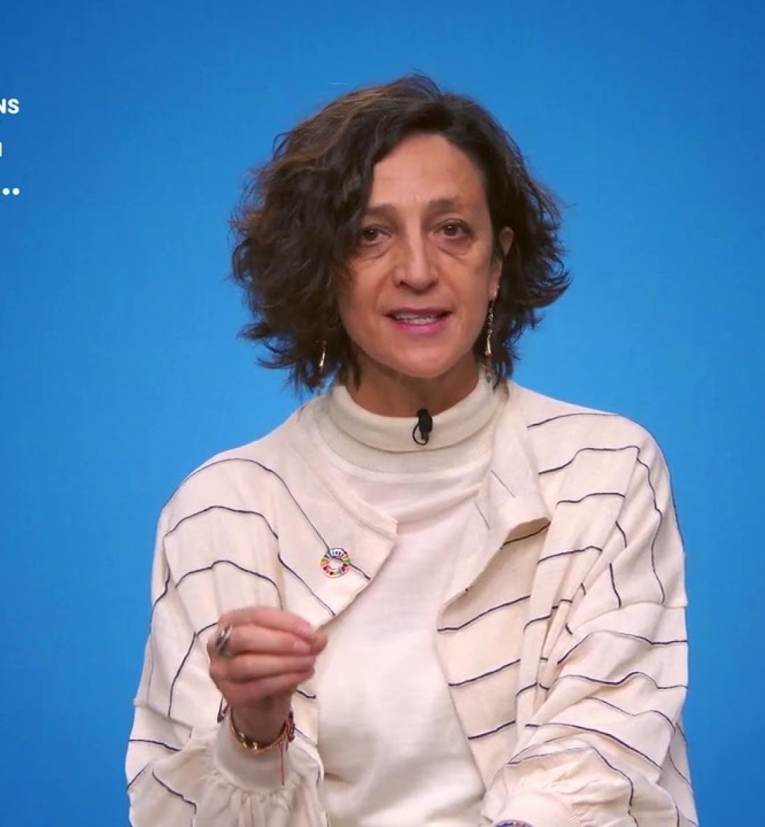 Screenshot from video message shows Resident Coordinator, María José Torres Macho