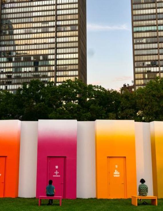 تم تصميم جناح أهداف التنمية المستدامة في مقر الأمم المتحدة باعتباره "مساحة اجتماعات فريدة ذات تركيب فني".