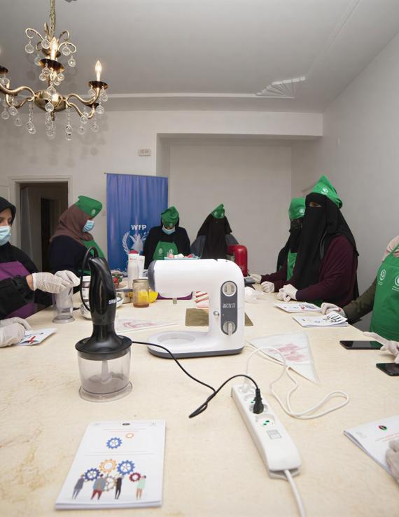 Women in Libya participate in vocational training.