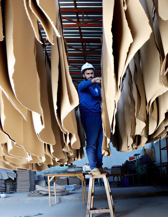 A man working in a paper factory in Afghanistan.