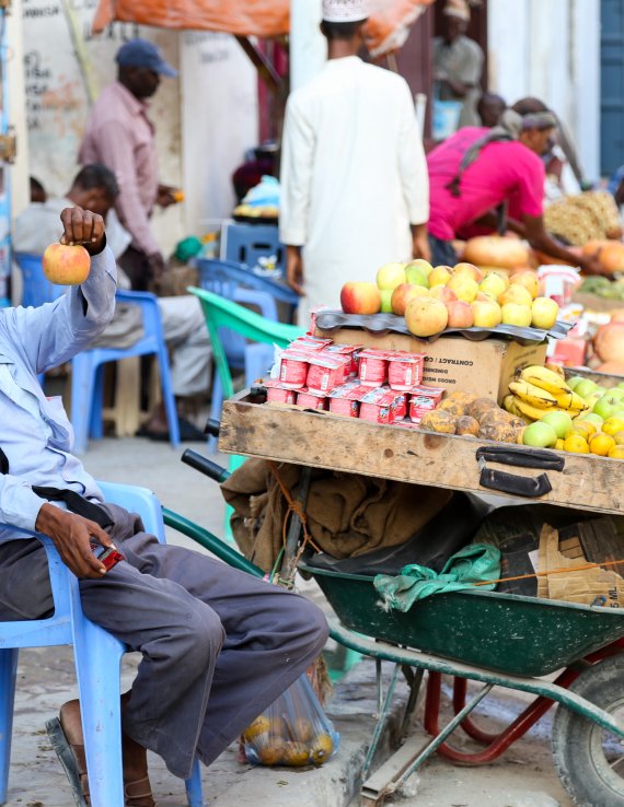 A fruit vendor in Somalia.