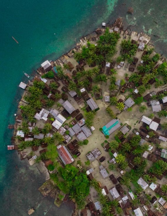 An aerial view of an island in Papua New Guinea.