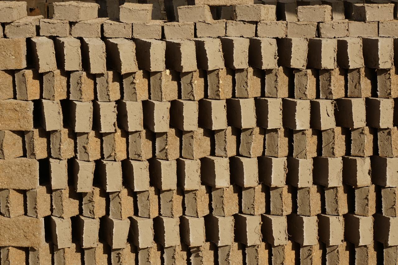 The photo shows a wall of the artisanal bricks, which were handmade. 