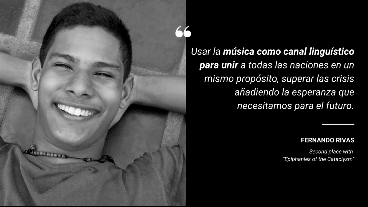 Fernando Rivas ganador del segundo lugar con la obra Epifanías del cataclism, El Sistema Venezuela