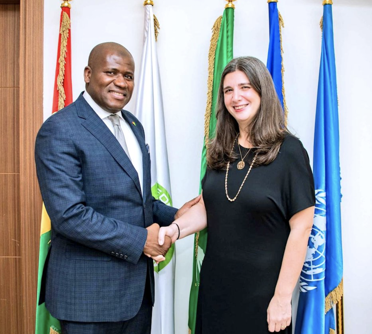 Resident Coordinator Kristèle Younès and the Minister of Planning and International Cooperation Ismael Nabé.