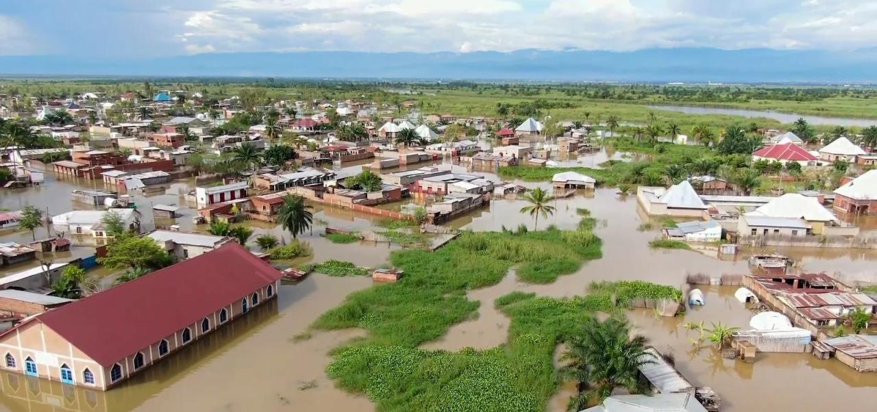 An aerial shot of flooding in Burundi.