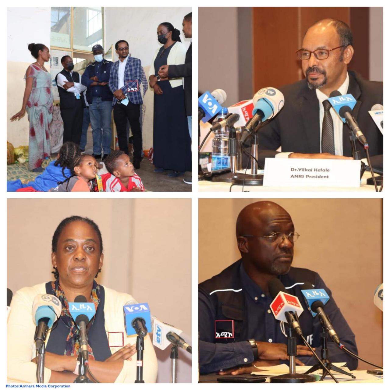 Un collage de los líderes de la ONU mientras hablan durante su visita a la región de Amhara.
