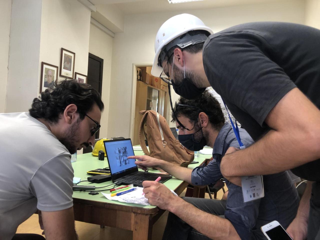 Team from UNESCO working on creating a 3Dmodel of Beirut, essential for the reconstruction process