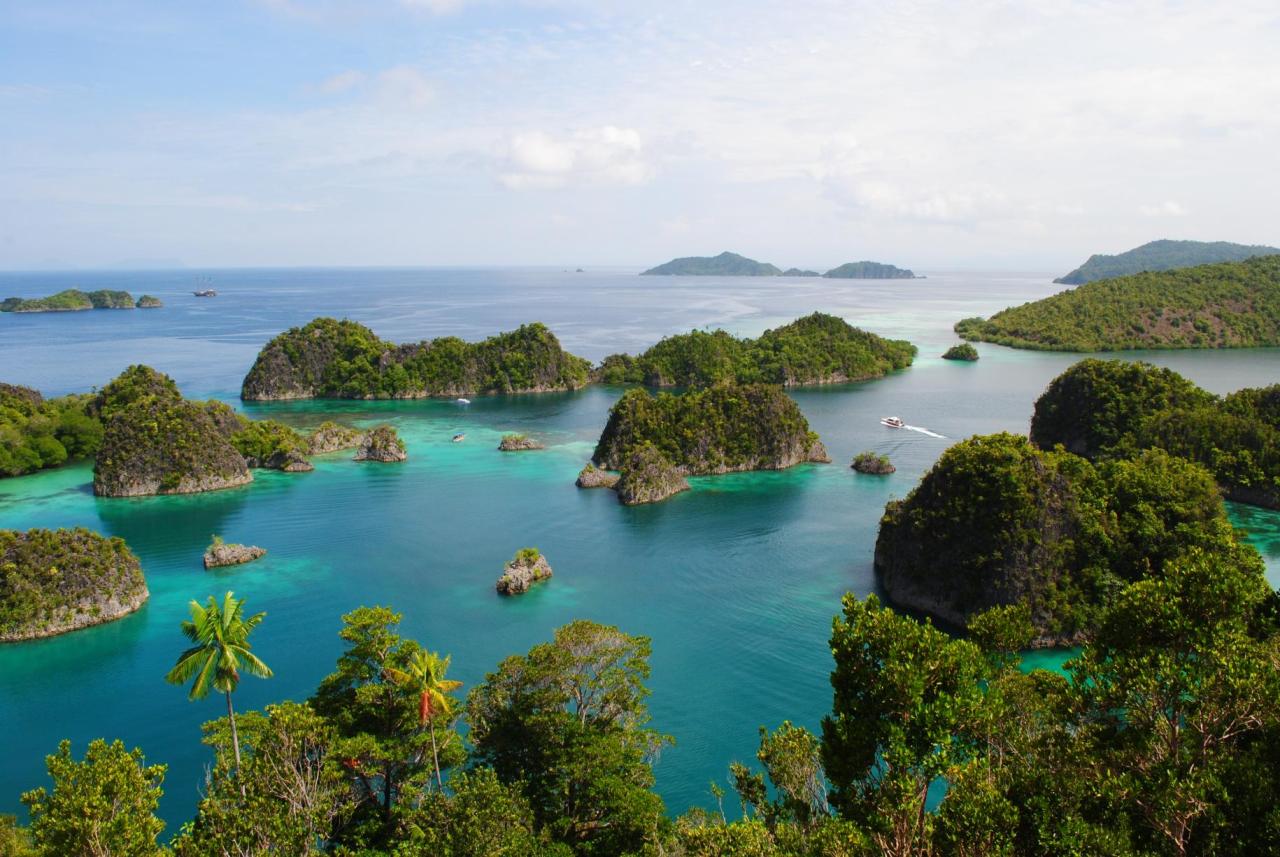 Small islands amid blue-green water