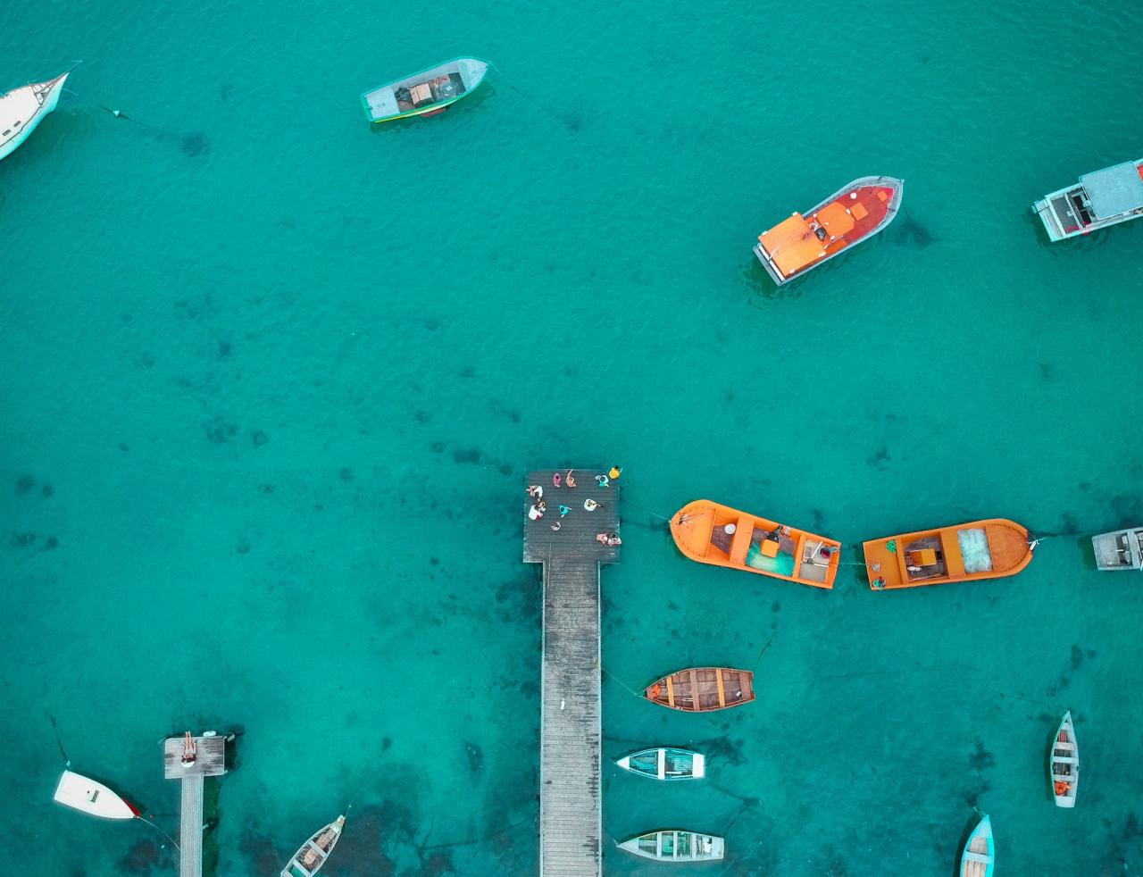 Pontoon with fishing boats