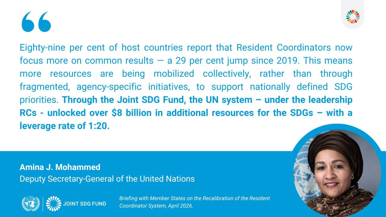 A quote card with an excerpt from a speech by DSG Amina J. Mohammed.
