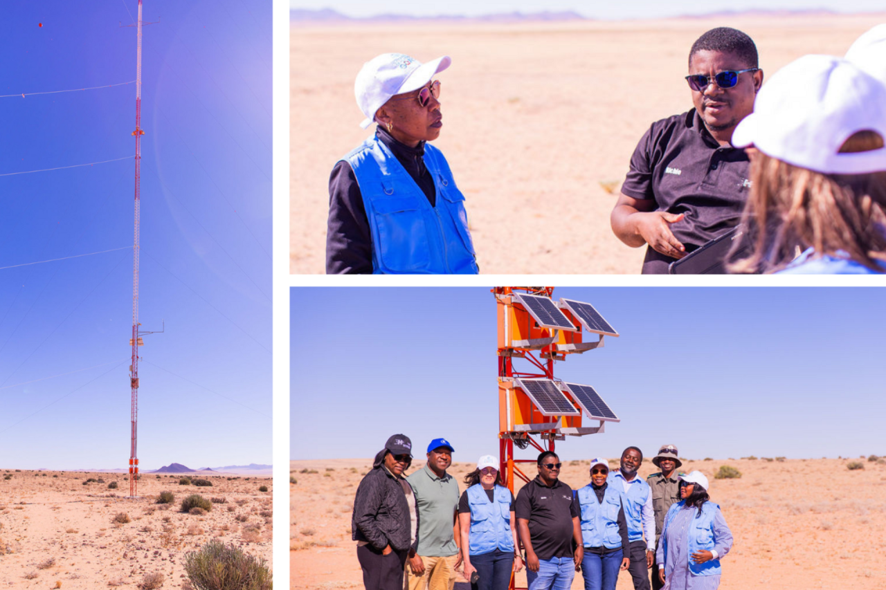 Three photos of a green transition project in Namibia.