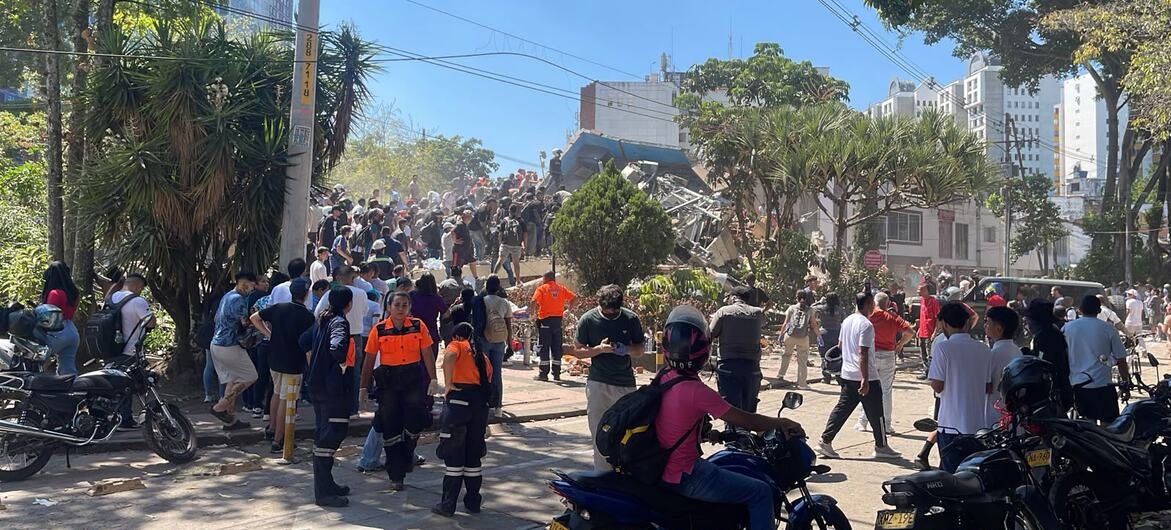 The aftermath of an earthquake in Colombia.