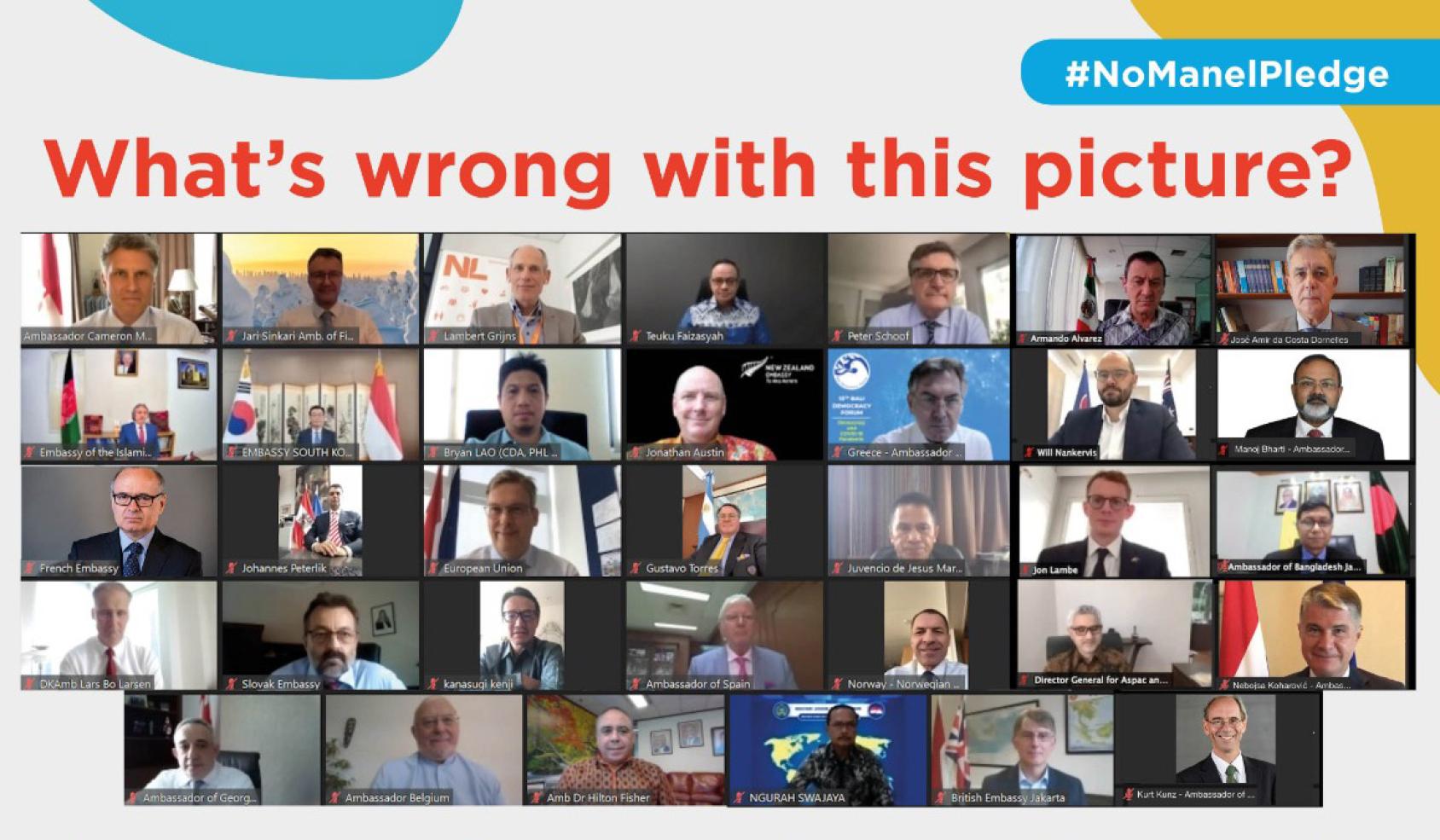 此图是会议截图，标志下方有许多来自不同的组织的与会者。