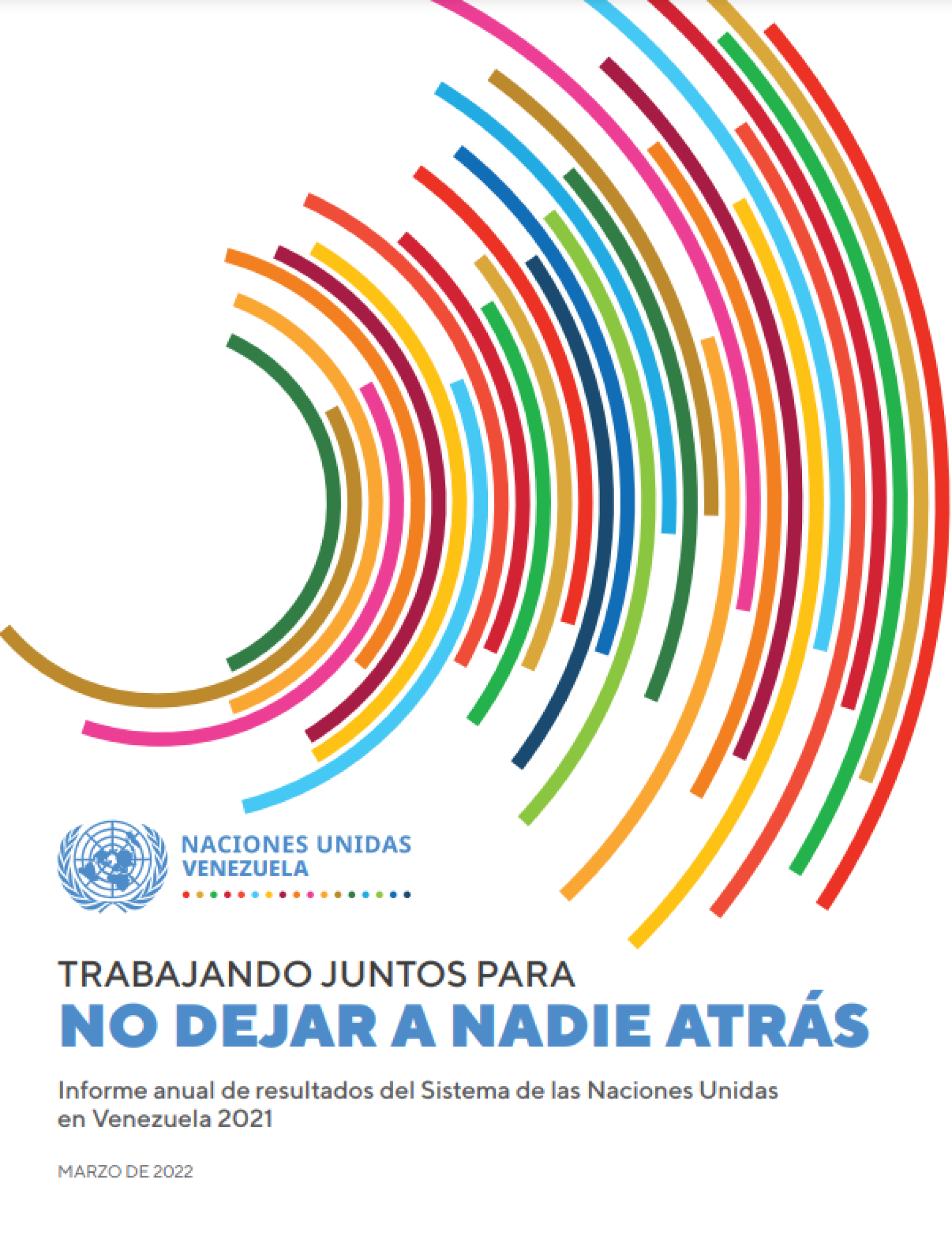 Colorful semi-circles on a report cover.