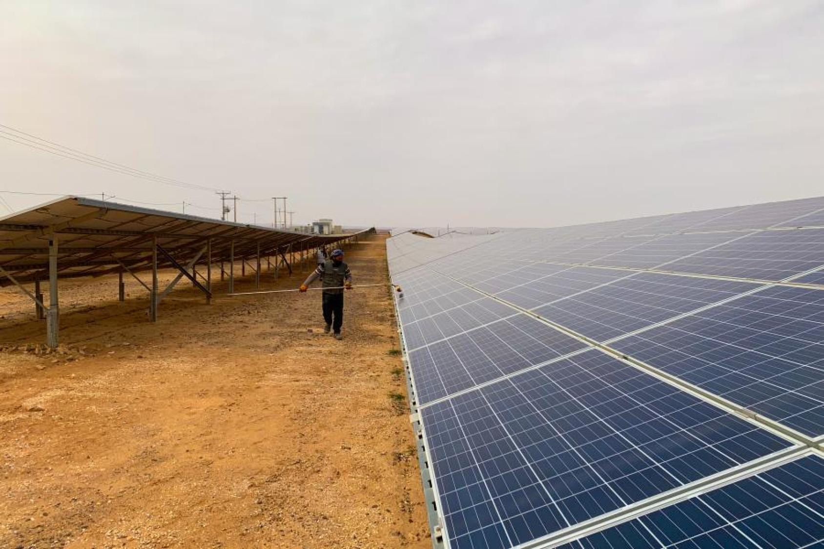 صورة لألواح شمسية كبيرة.