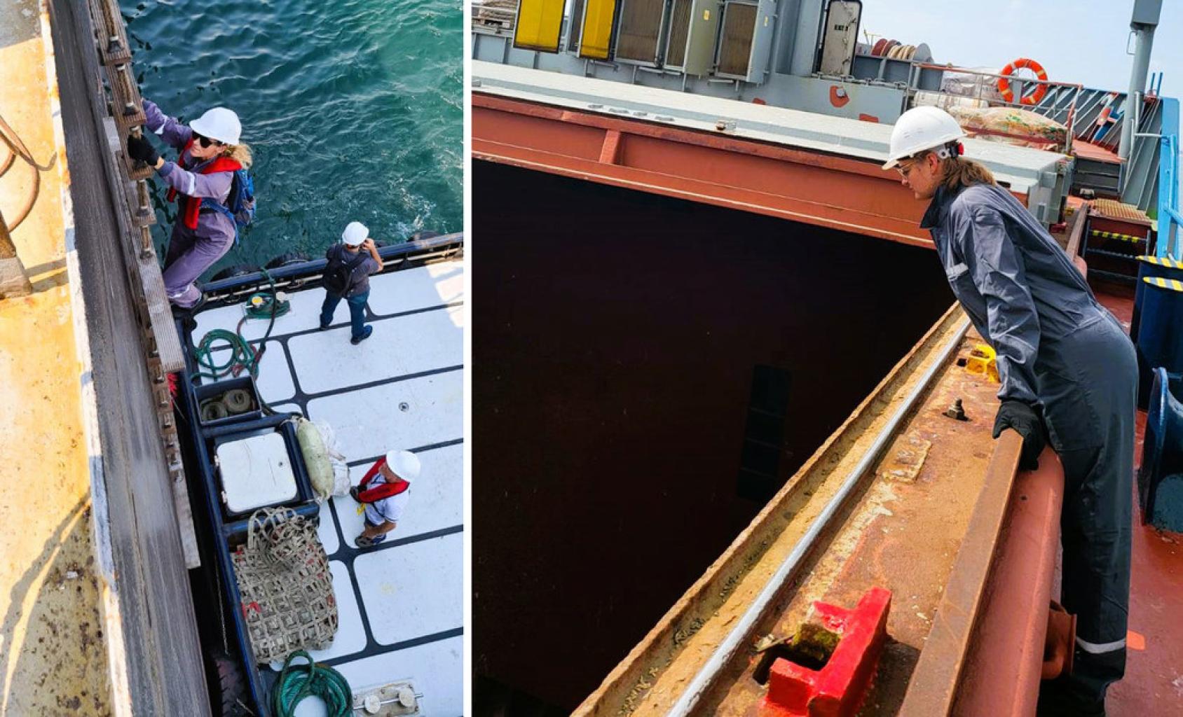 联合协调中心联合国代表登船检查货物。