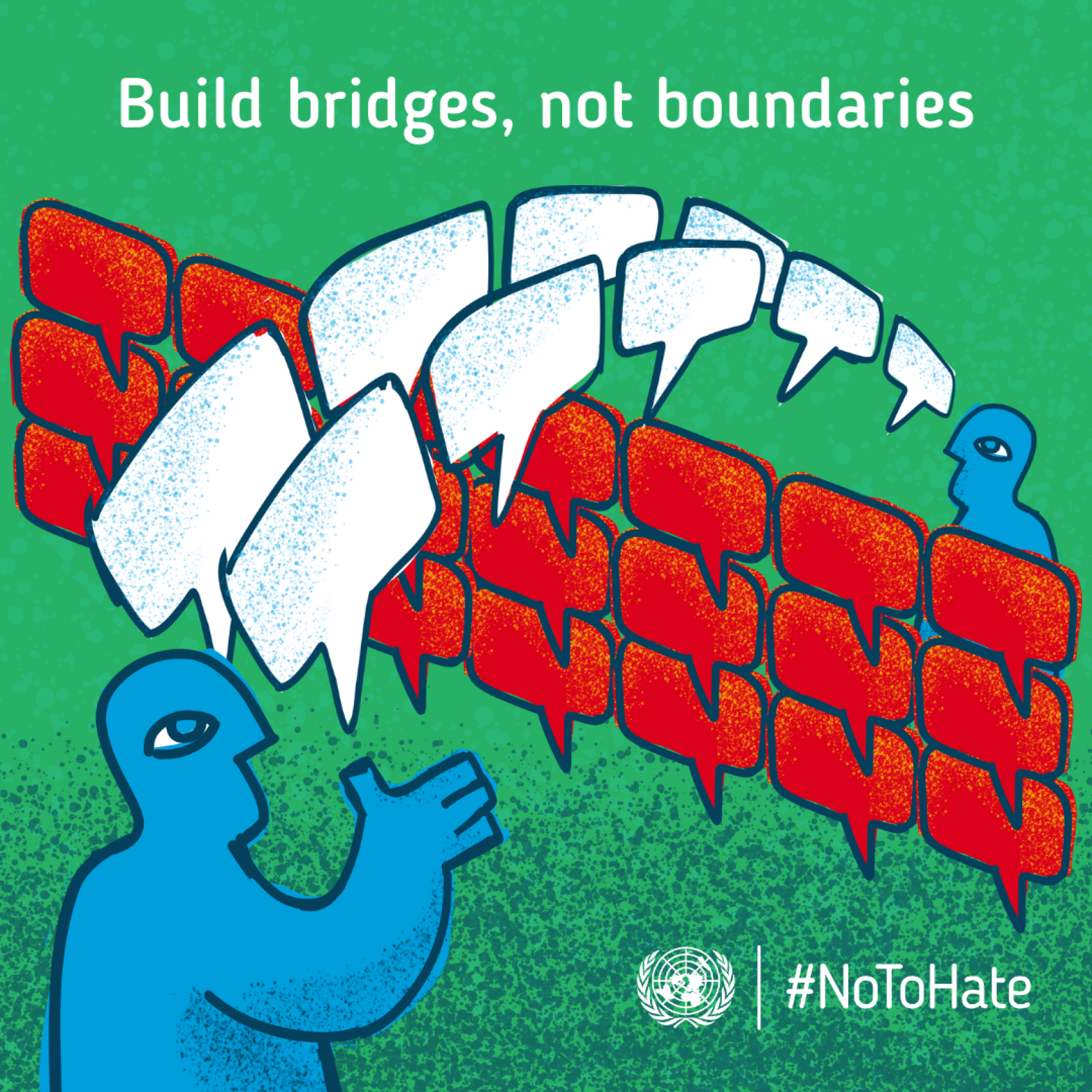 A graphic where two persons in blue are talking to each other