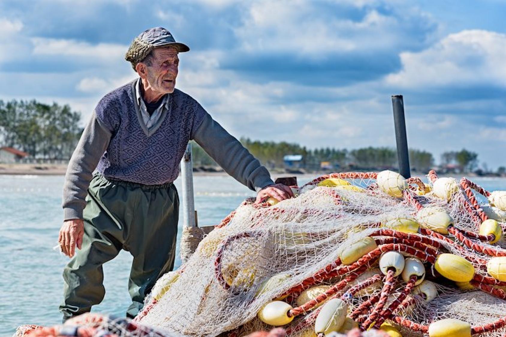 Fisherman with his fishing net