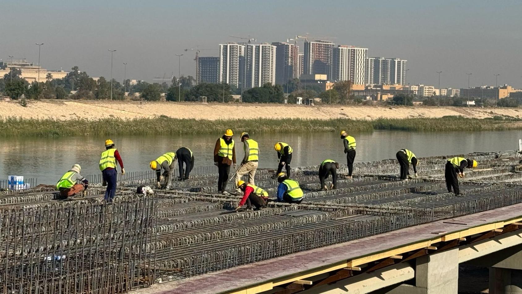 A group of people working on a construction site