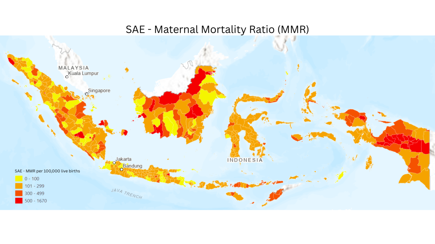 A map showing maternal mortality rates