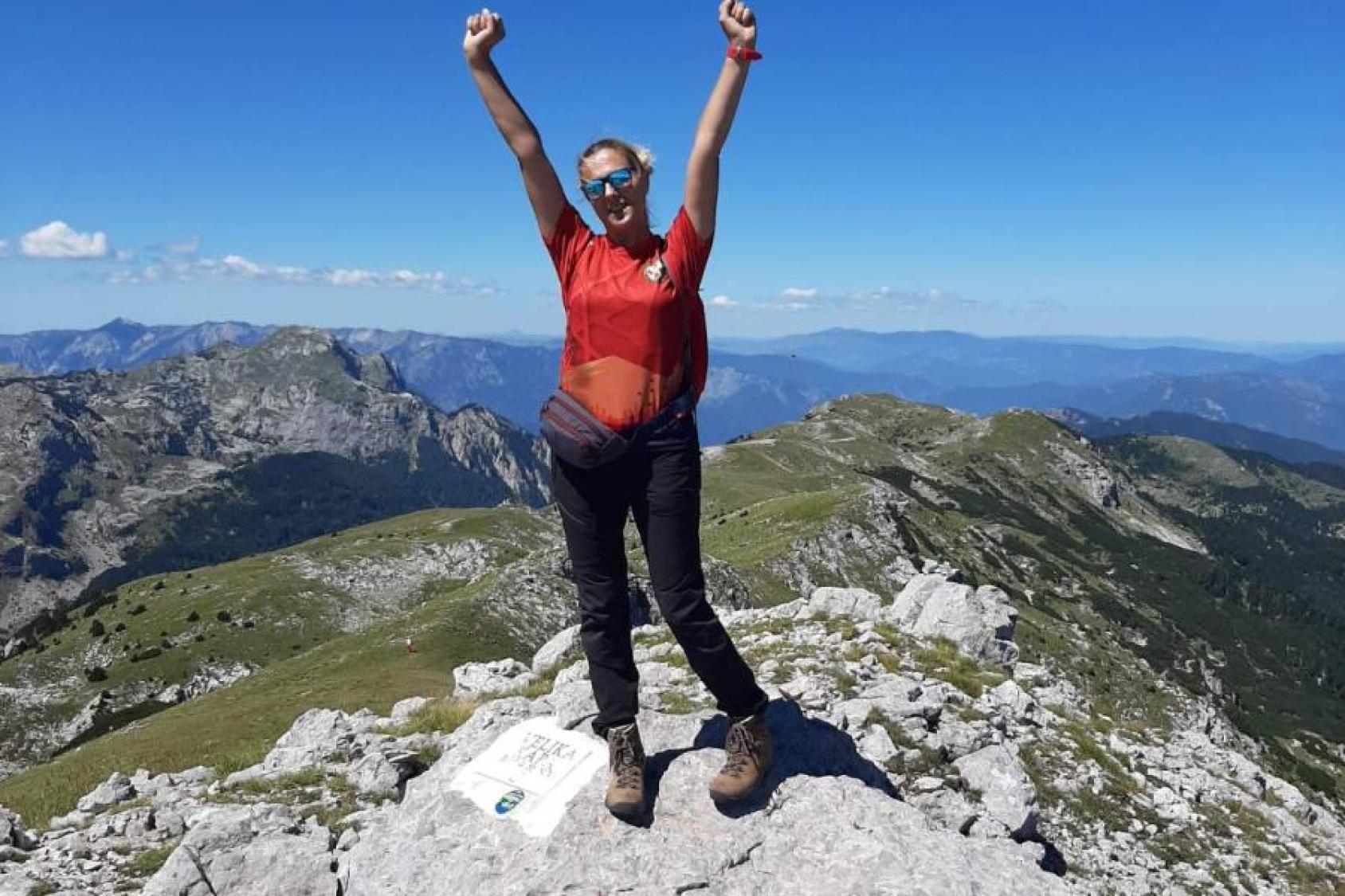 A woman on a mountaintop
